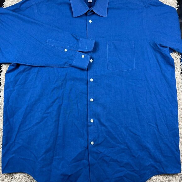 VTG L. Strauss Levi Signature Collection Big And Tall 18.5 35 Button Up Blue - Picture 3 of 7